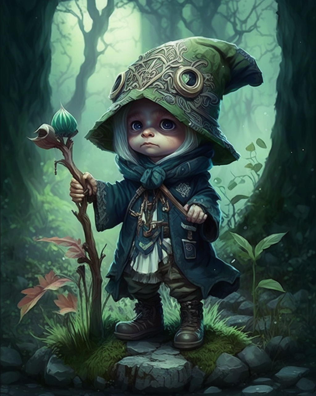 Cute marble mage, Warhammer fantasy, amazing forest