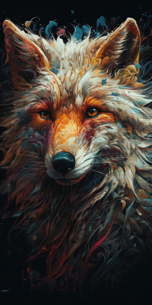Intricate 8K gouache illustration of a white fox by renowned artists, showcasing natural and volumetric lighting, hyperdetailed fluid style, and maximalist photoillustration in an elegant and fantastical concept art