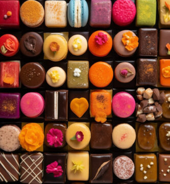 colorful dozens of French assortment of petits fours