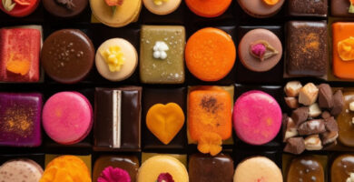 colorful dozens of French assortment of petits fours